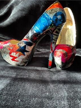 Bumper Red Snake-Print Pointed Toe Pumps